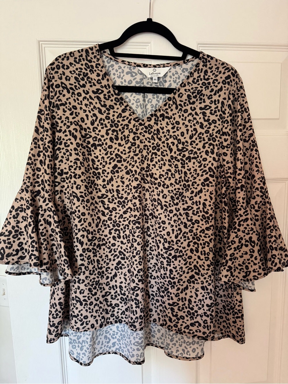 LaRoue Taupe Leopard Print V-Neck Blouse